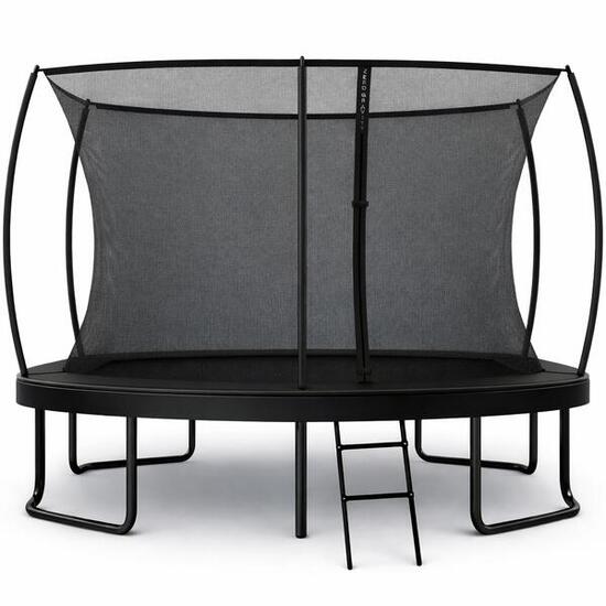 Trampolin Outdoor 305x213cm, TÜV GS, Smartes Klappnetz, Inkl. Leiter, Bodenanker