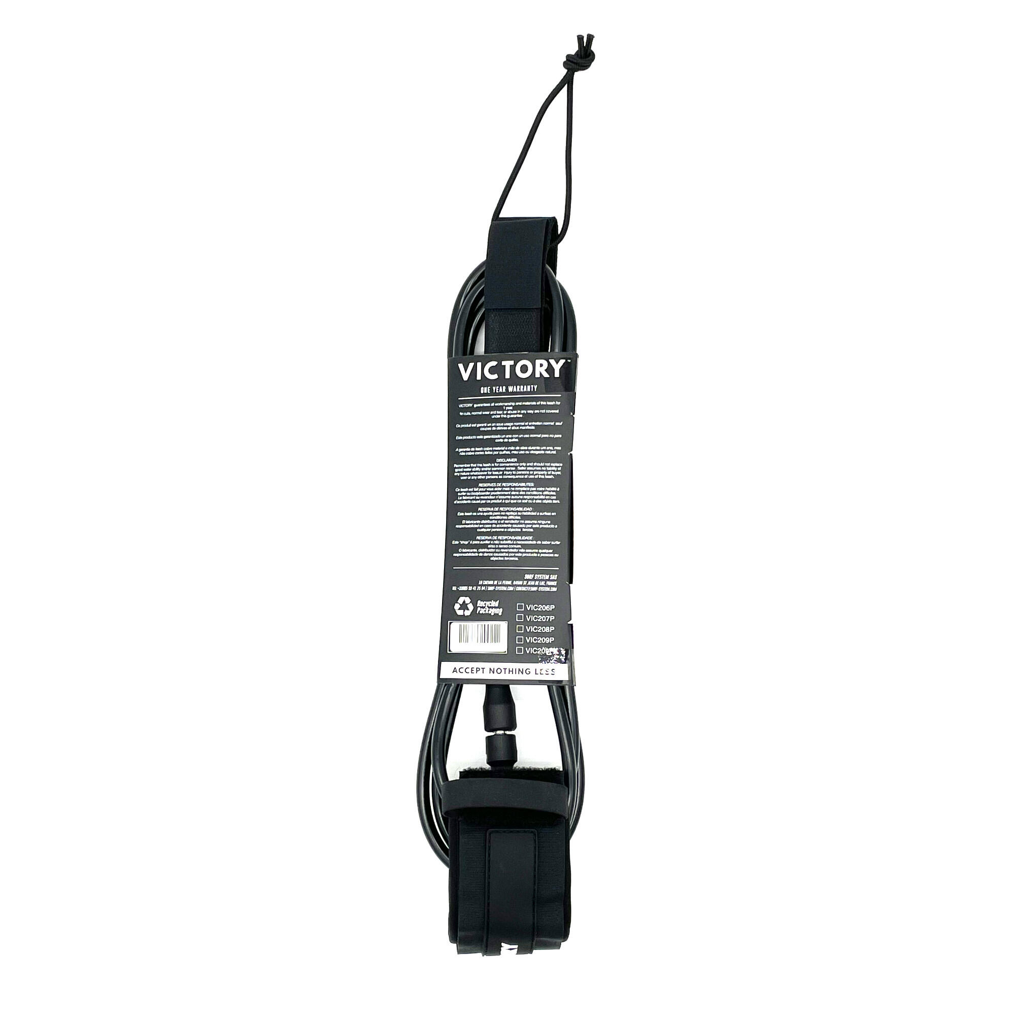 VICTORY - Surf Leash PRO 9' - Matte Black 2/7