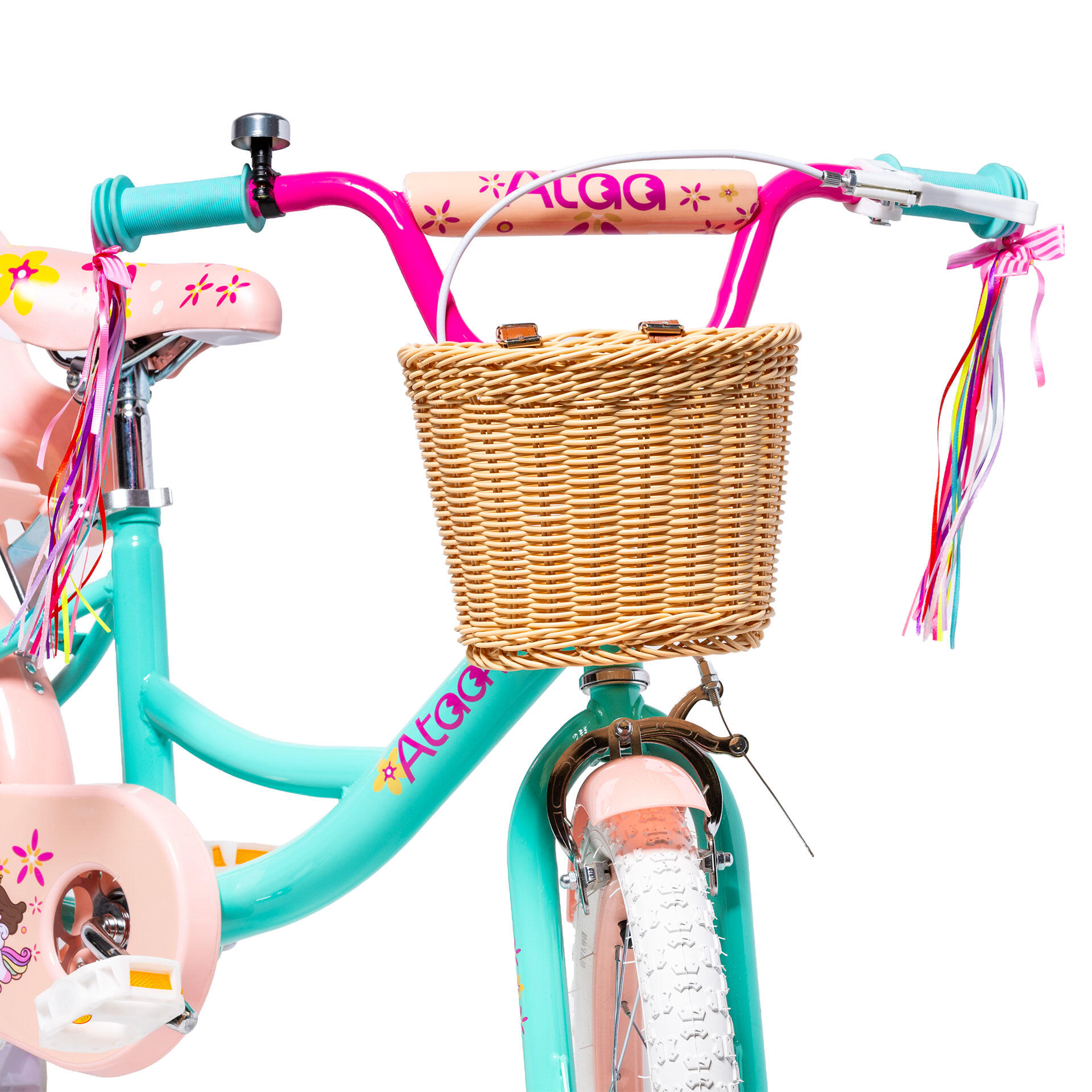 Katzen-Kinderfahrrad mit 30 cm Puppenhalter, Sattel und farbigen Schlaufen 5/7