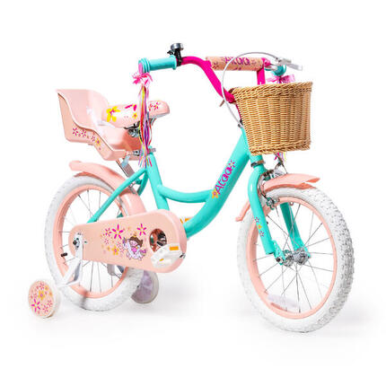 Vélo pour enfants Kitty avec selle porte-poupée de 12" et boucles colorées