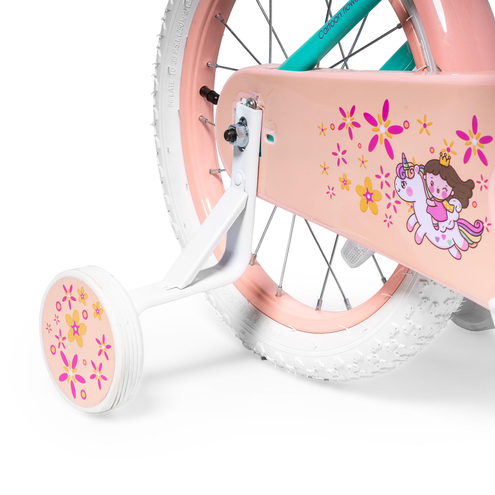 Katzen-Kinderfahrrad mit 30 cm Puppenhalter, Sattel und farbigen Schlaufen 6/7