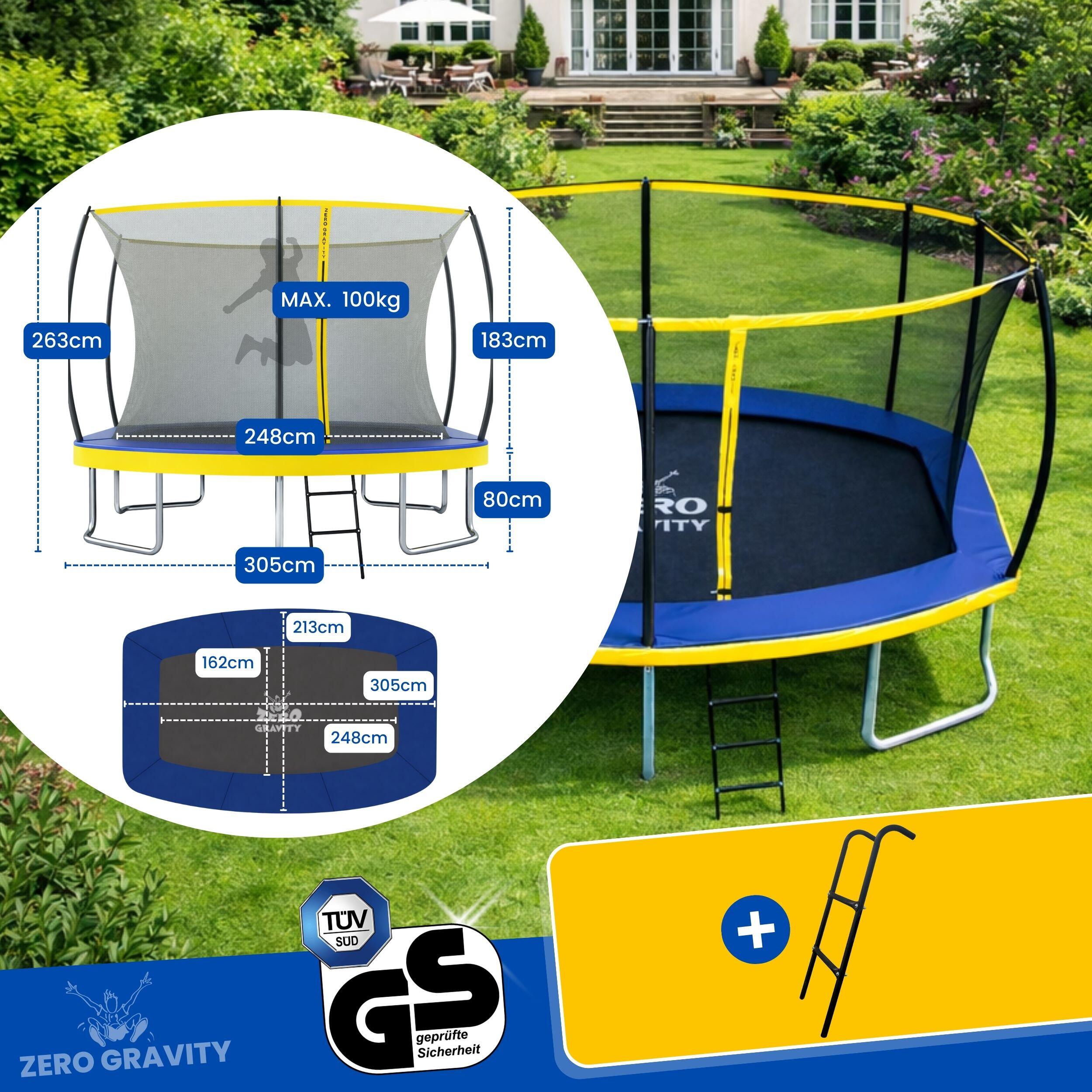Trampolin Outdoor oval, 305x213cm, TÜV GS, Trampolin Komplett-Set mit Leiter 4/7