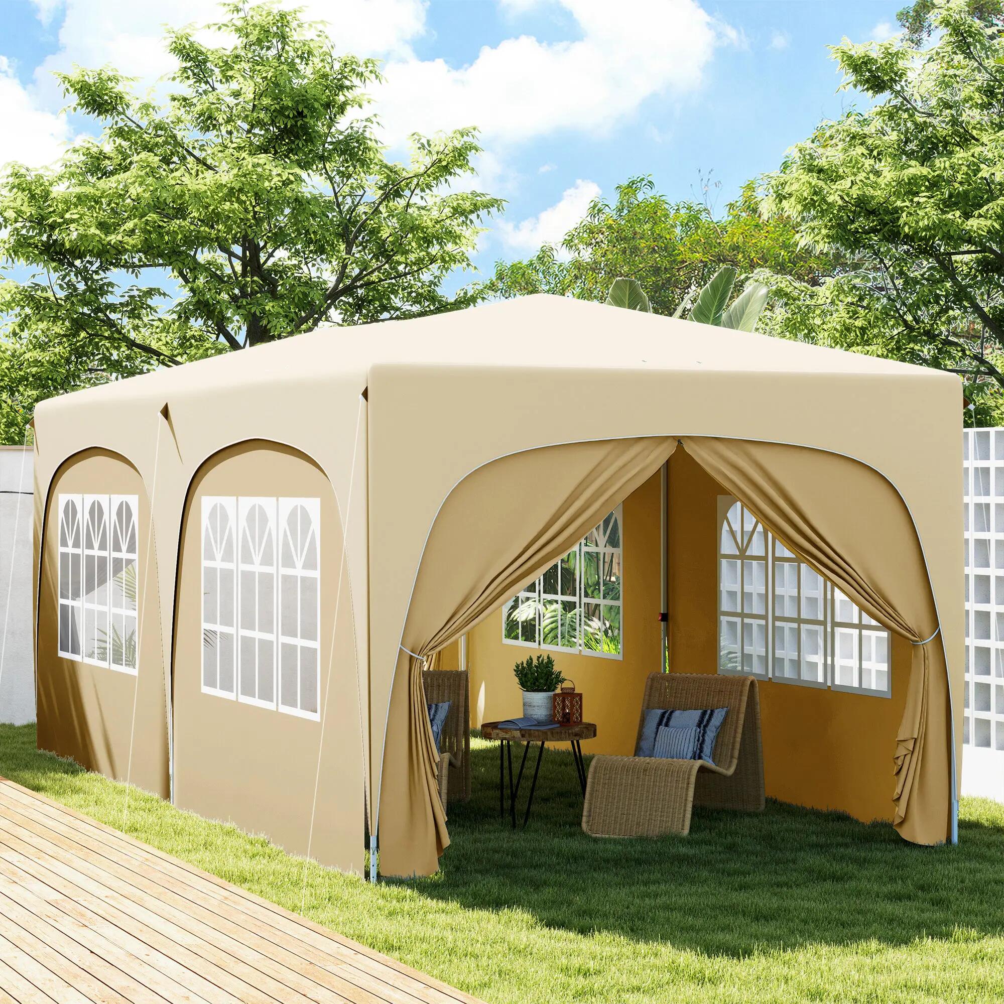 Tenda dobrável 597x300x270 cm cor de areia Outsunny 2/7