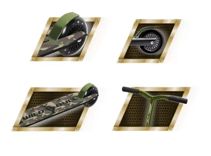 Patinete Ryder Wild Bull 2 ruedas, camuflaje azul, ligero y veloz. 2/3