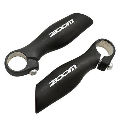 Ergonomische zwarte aluminium fiets stuurpen met stuurpluggen Zoom
