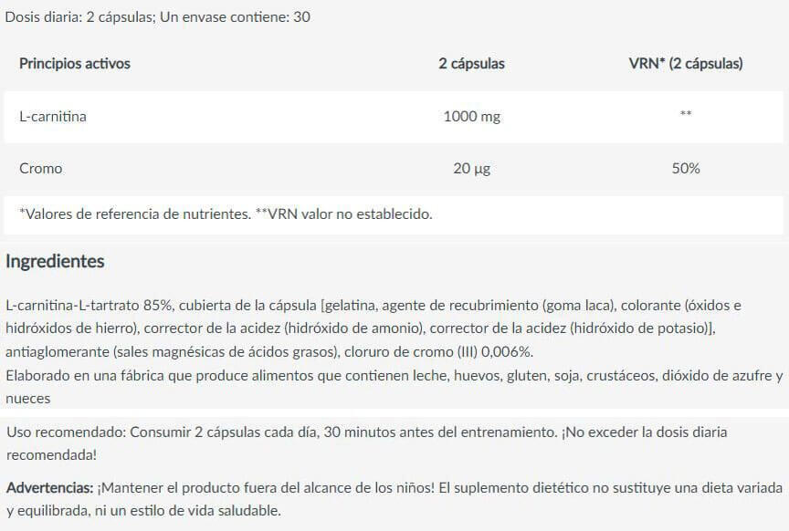 L-carnitine + chrome - 60 capsules de Biotech USA 4/5