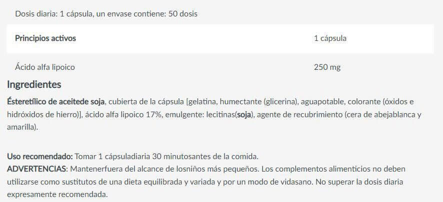 ALA (ácido alfa lipóico) - 50 Cápsulas Biotech USA 4/5