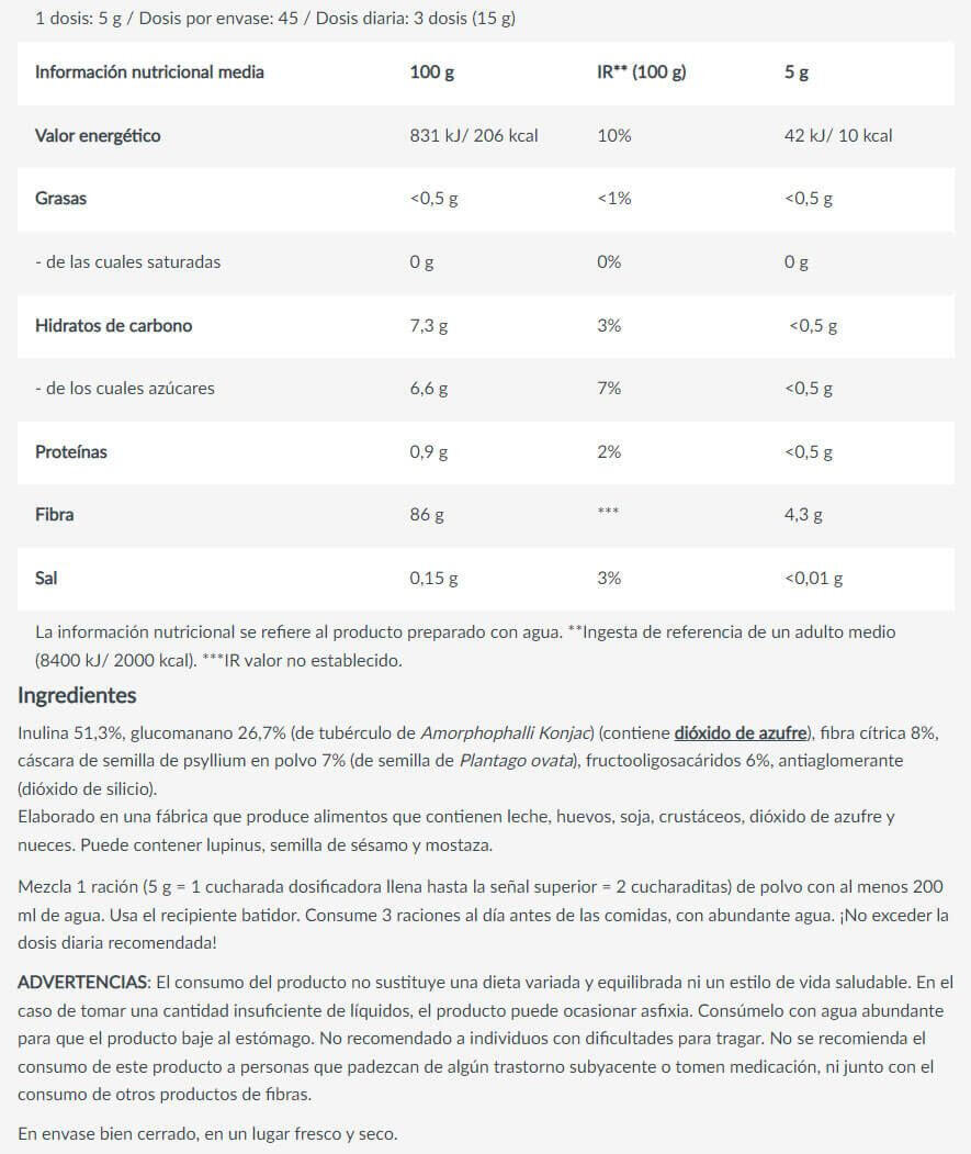 Fibres alimentaires - Fiber Mix - Saveur neutre 225g 4/5