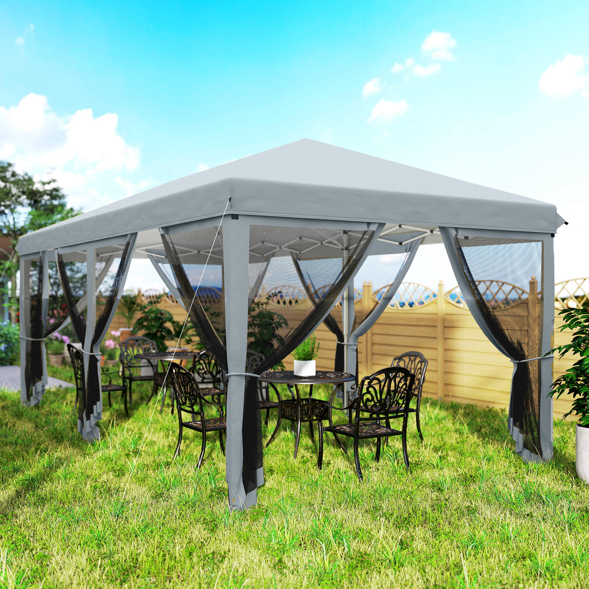 Tenda dobrável 585x295x270 cm cinzento Outsunny 5/7