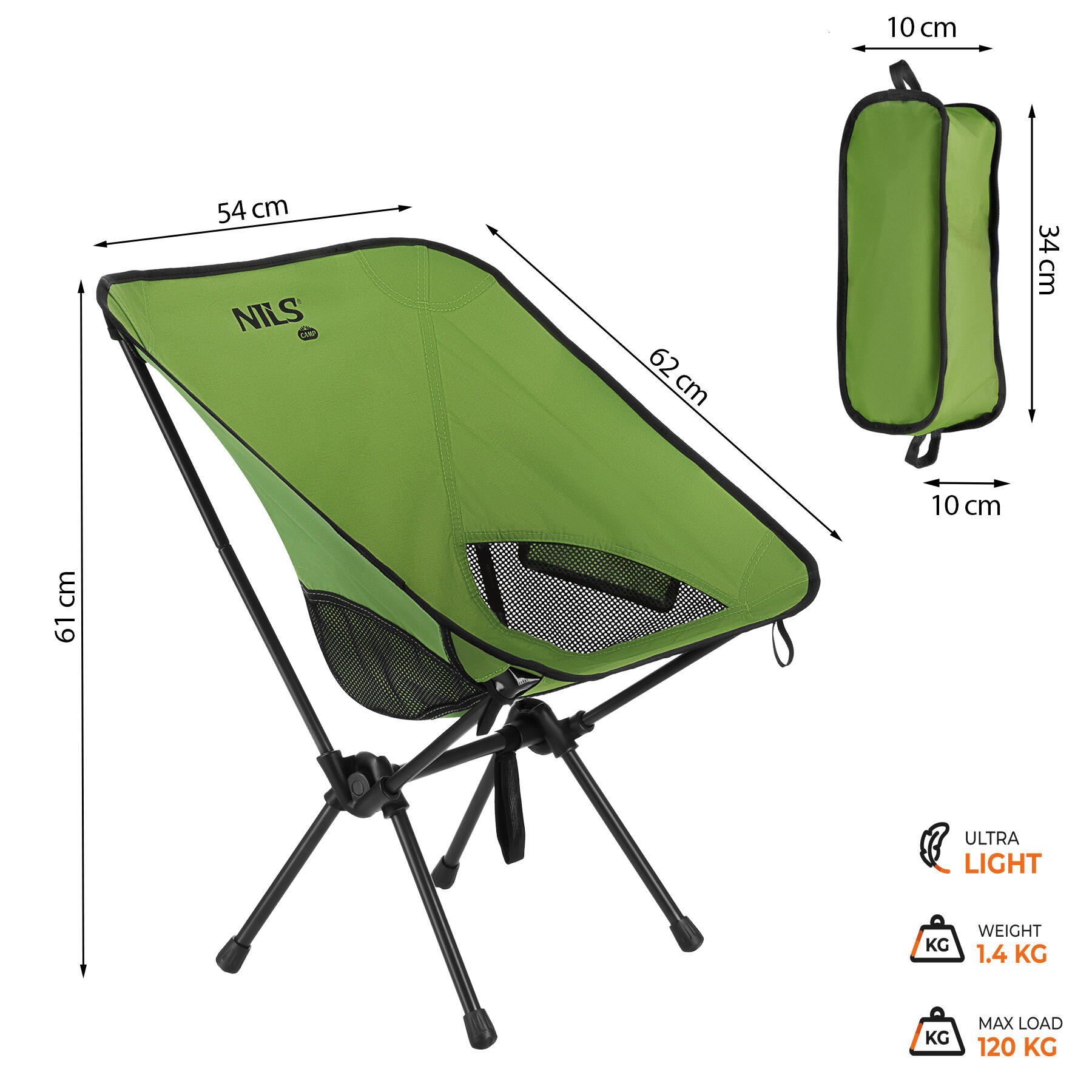 Chaise de camping pliable ultralégère  Nils Camp NC3320 4/7