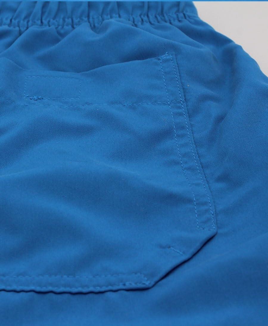 Bañador Hombre Corto 15" - bolsillo trasero - Quick-Dry (Azul, L) 4/7