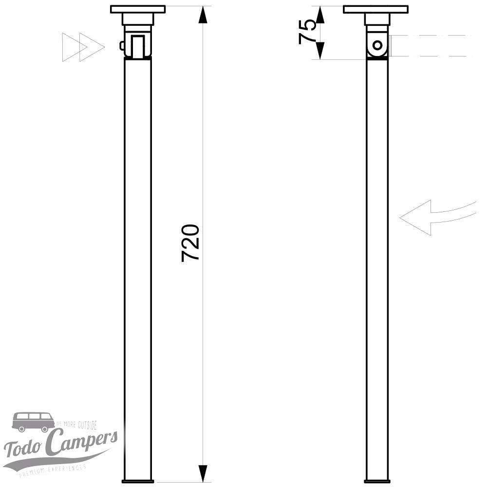 Pata plegable Astro 3 para mesa camper 5/7