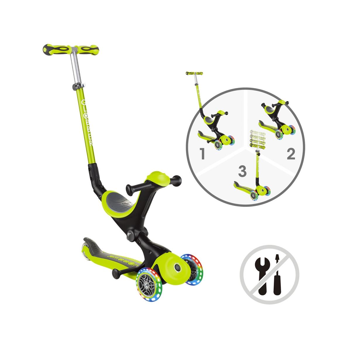 GLOBBER GO-UP DELUXE LIGHTS lime grün, mit Leuchtrollen 4/7