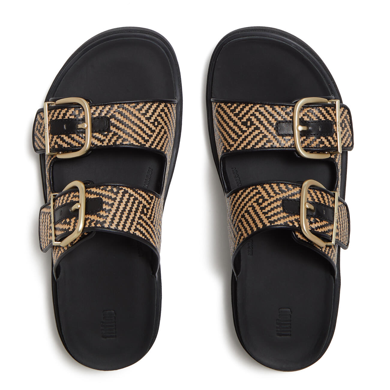 FitFlop Gen-FF Buckle Graphic-Weave Two-Bar Slides 5/7