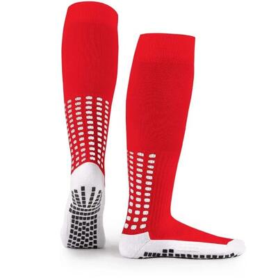 Lux soccer grip socks - knielengte - rood - volwassenen (eu 39-46) - antislip