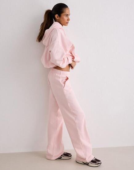 Damen Sweathose Strukturiertes Frottee Locker Weites Pastellrosa
