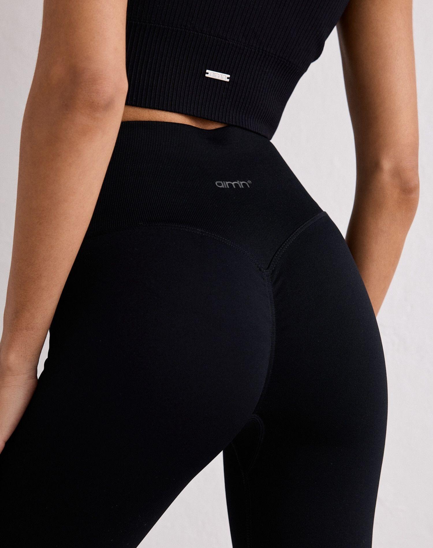 Mallas Mujer Sin Costuras Cintura Alta Largo 7/8 Invisible Scrunch Shape Negro 2/5