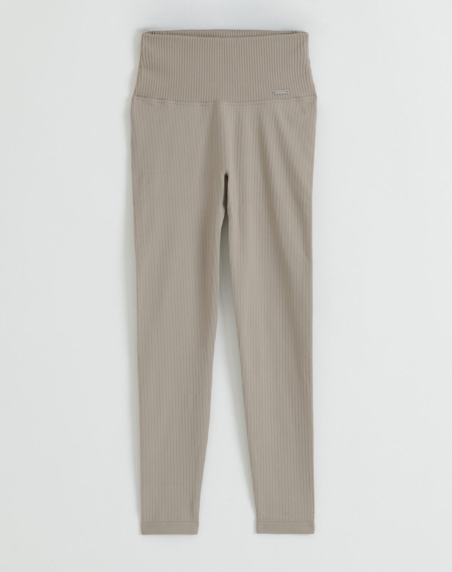 Dames Legging Geribbelde Naadloos Donkerbeige 5/5