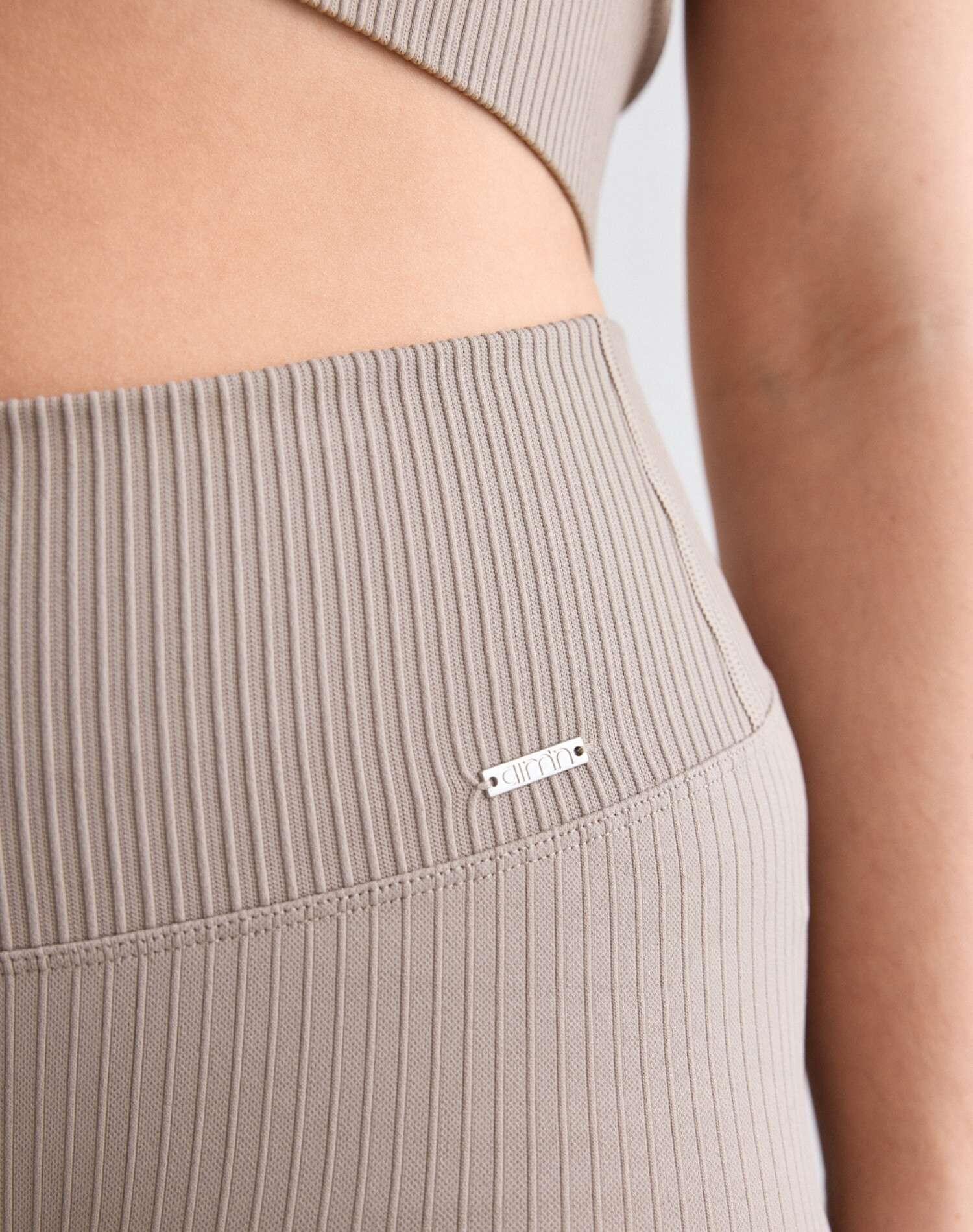 Dames Legging Geribbelde Naadloos Donkerbeige 3/5