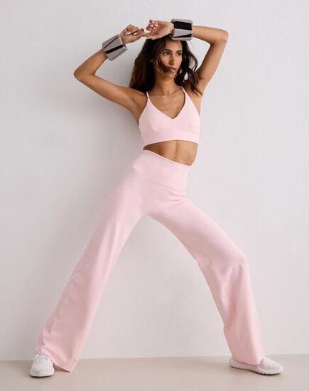 Femme Leggings Jambe Droite Taille Haute Résistant au Squat Rose Pastel