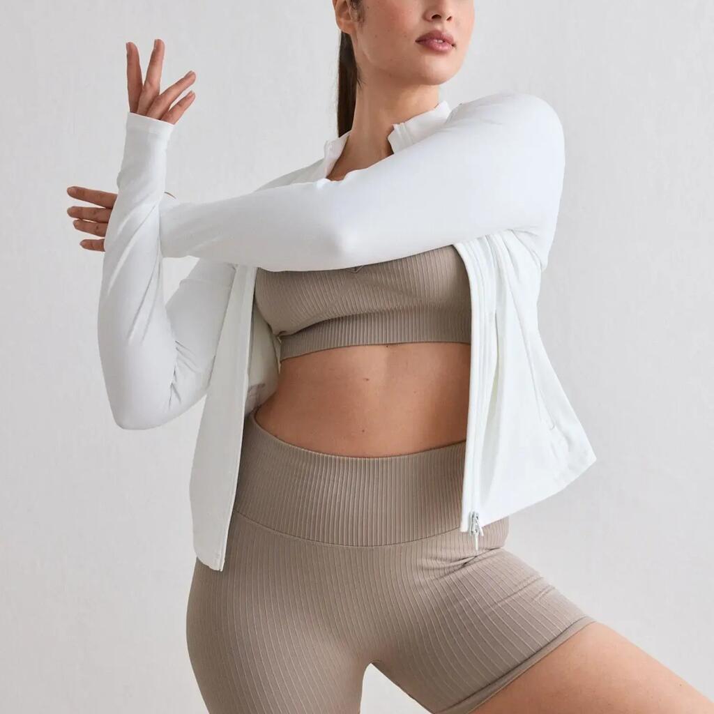 Women's Biker Shorts Ribbed Seamless Midi High-Waisted Squat Proof Dark Clay