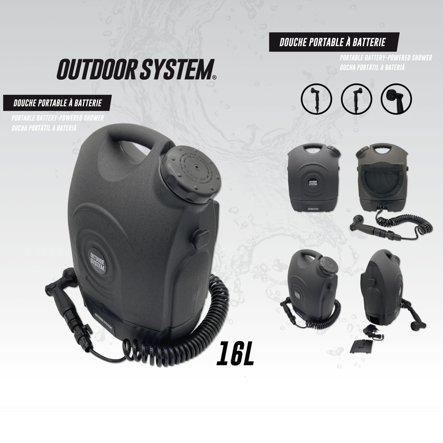 Outdoor System - Doccia portatile con batteria da 16 litri 7/7