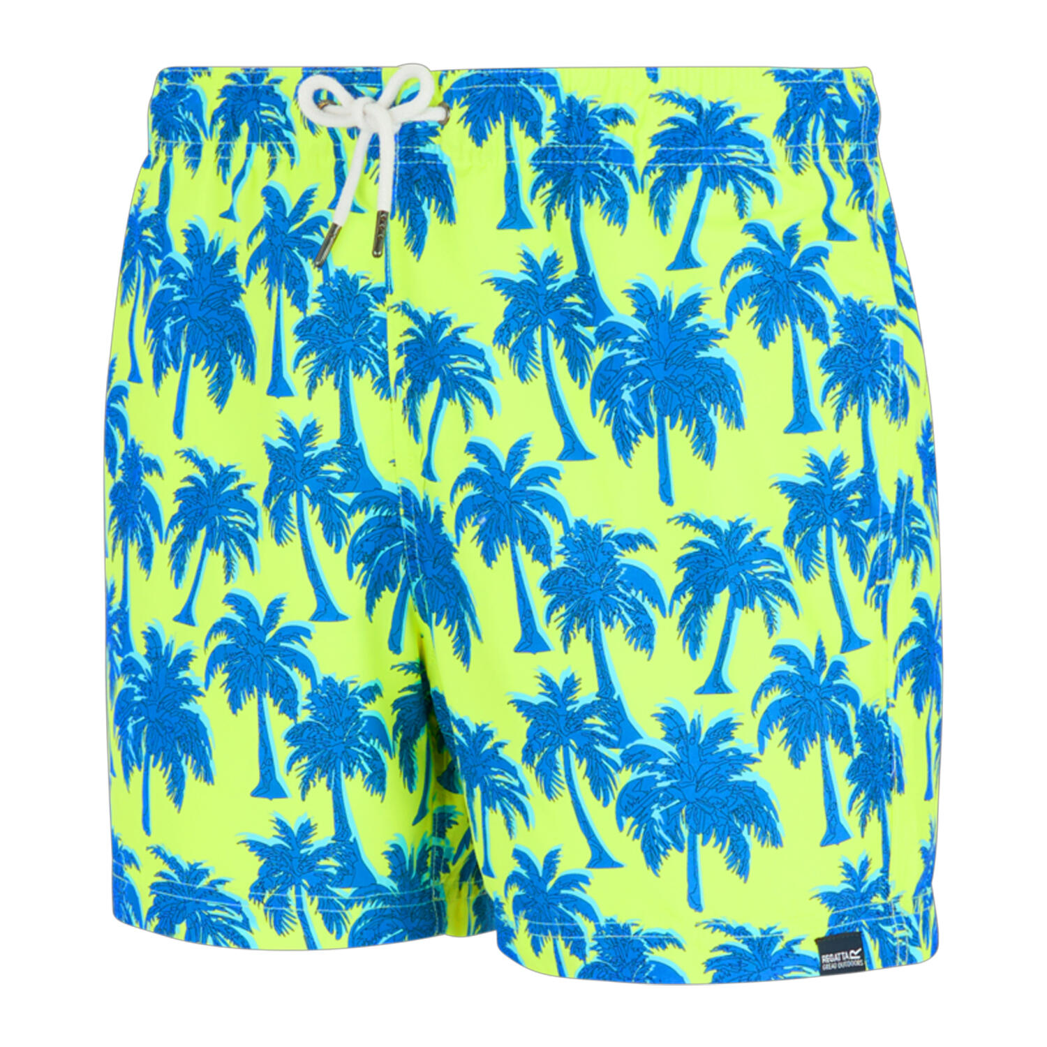 Short De Bain Motif/style Palmier LORAS Homme (Vert Pâle / Bleu Vif) 3/4