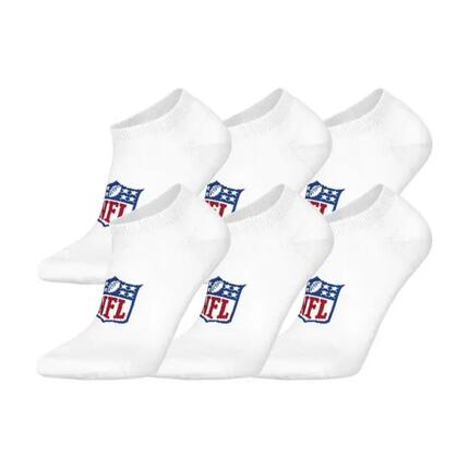 NFL Shield Logo 6-Pack High-Quality Cotton Sneaker Socks | 35/38 White