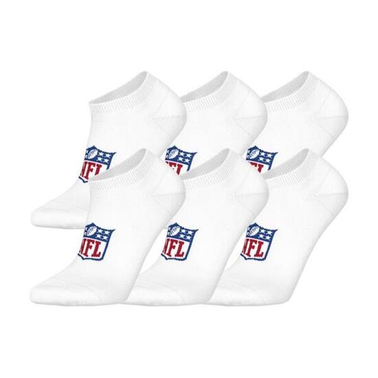 NFL Shield Logo 6-Pack High-Quality Cotton Sneaker Socks | 35/38 White