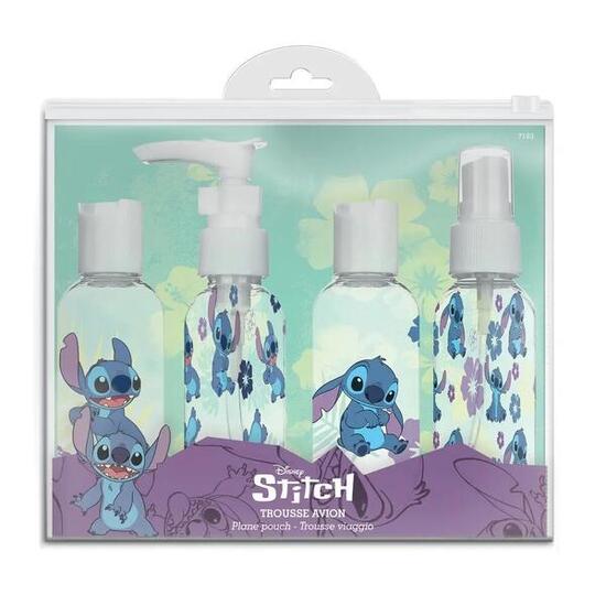 Sac de voyage avec 4 bouteilles rechargeables Disney Stitch