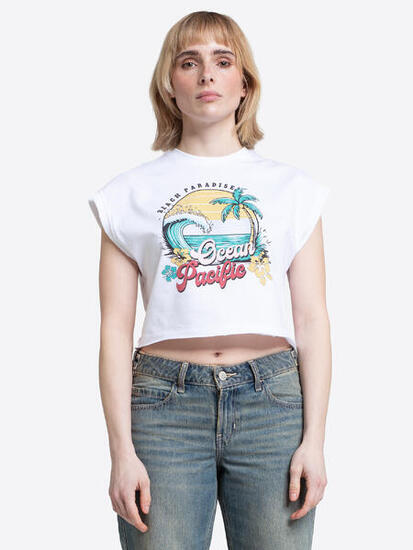 OCEAN PACIFIC Frauen ärmelloses T-Shirt Cropped NOOSA