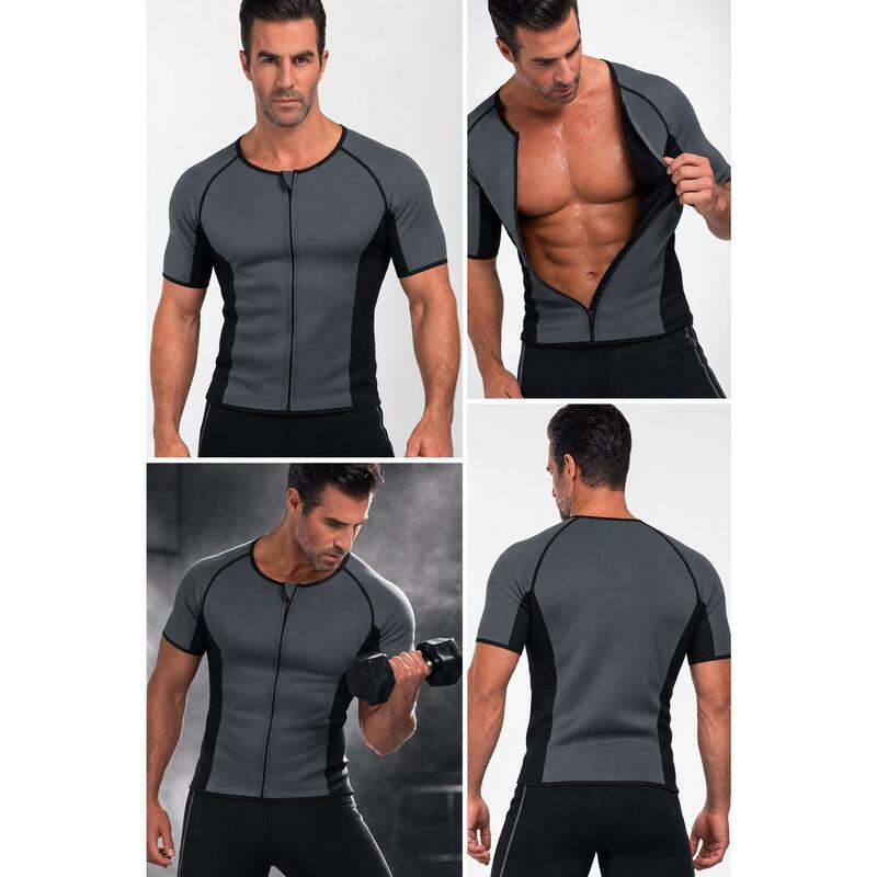 Tricou Fitness pentru slabit barbati,  Gri antracit, Neopren