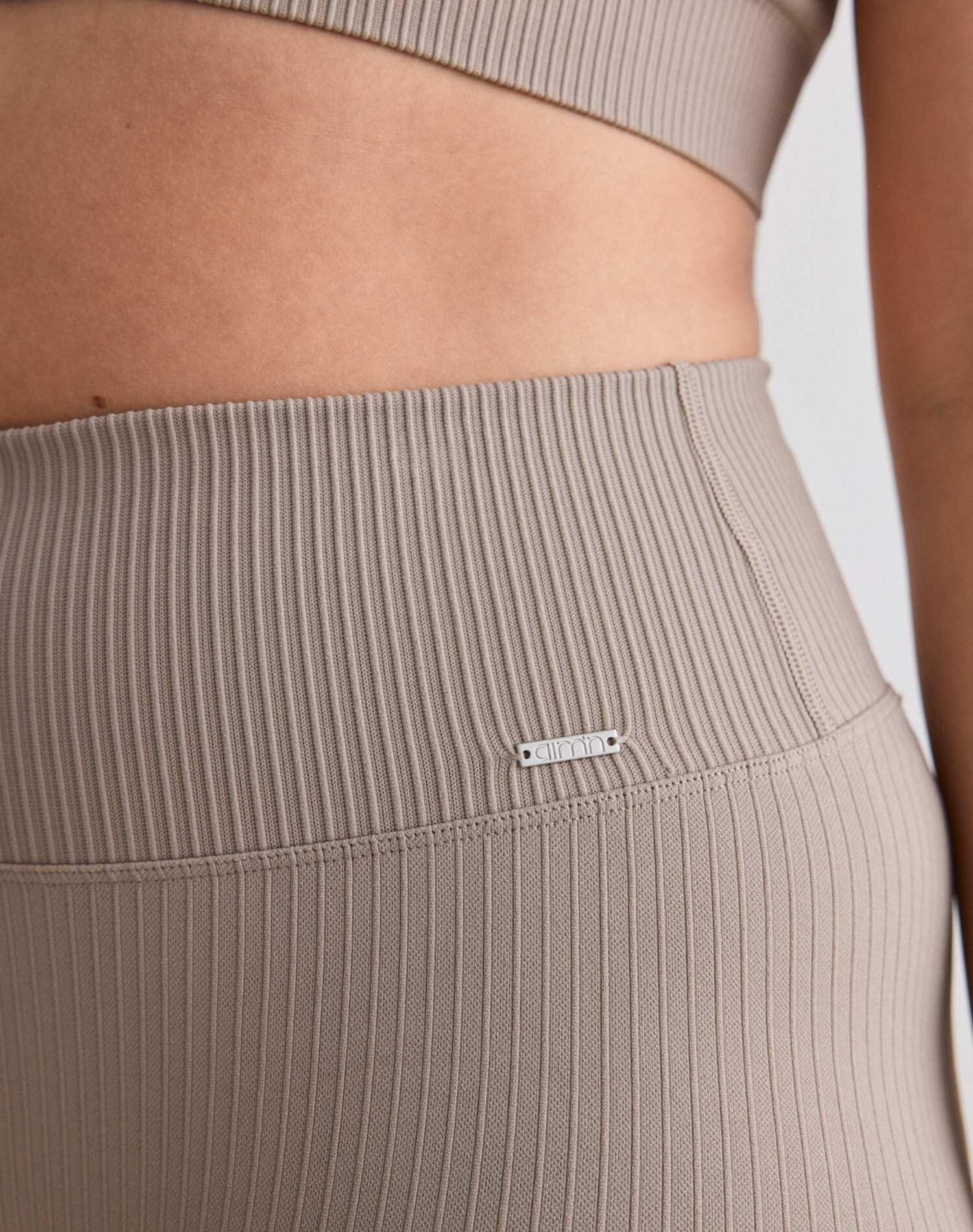 Mujer Pantalones Cortos Acanalado Sin Costura Beige Oscuro 3/6