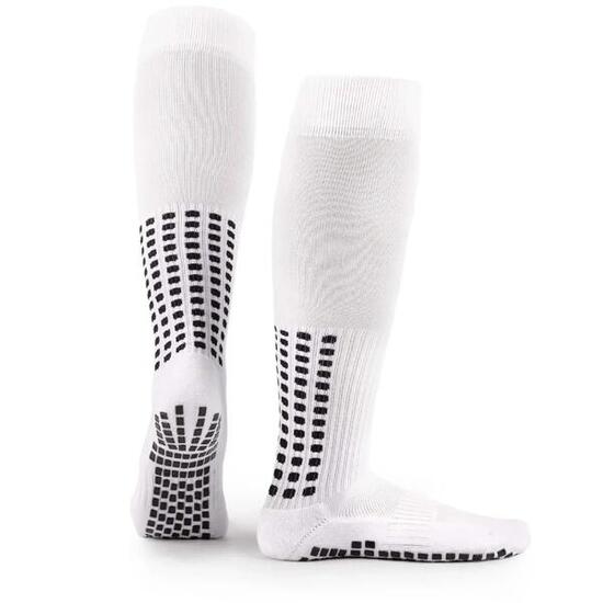 Chaussettes de football grip – hauteur genou – Blanc