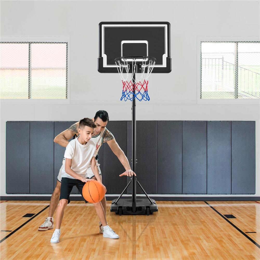 Aro de baloncesto ajustable de 182 a 215 cm para niños, con ruedas, negro/blanco 3/7