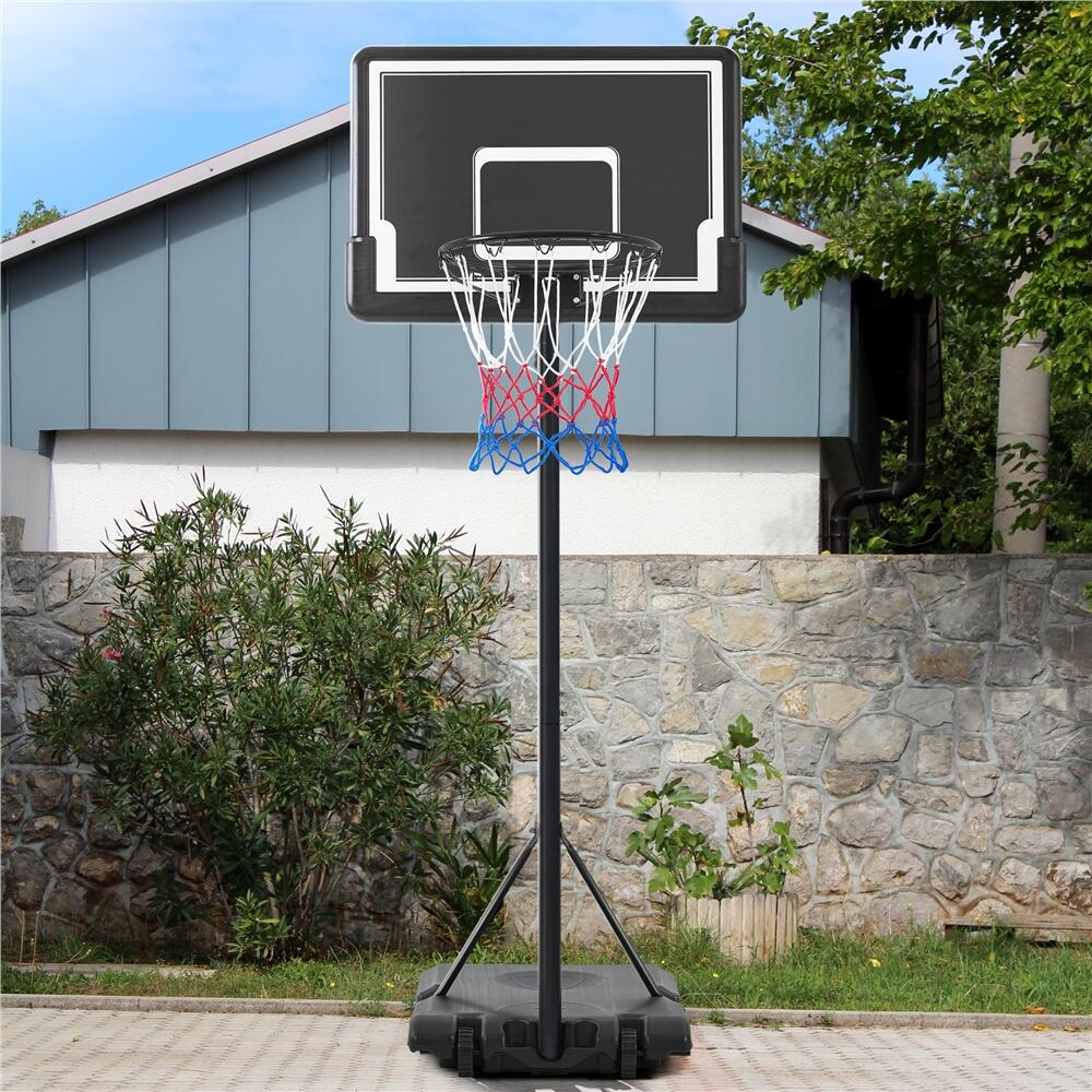 Aro de baloncesto ajustable de 182 a 215 cm para niños, con ruedas, negro/blanco 2/7