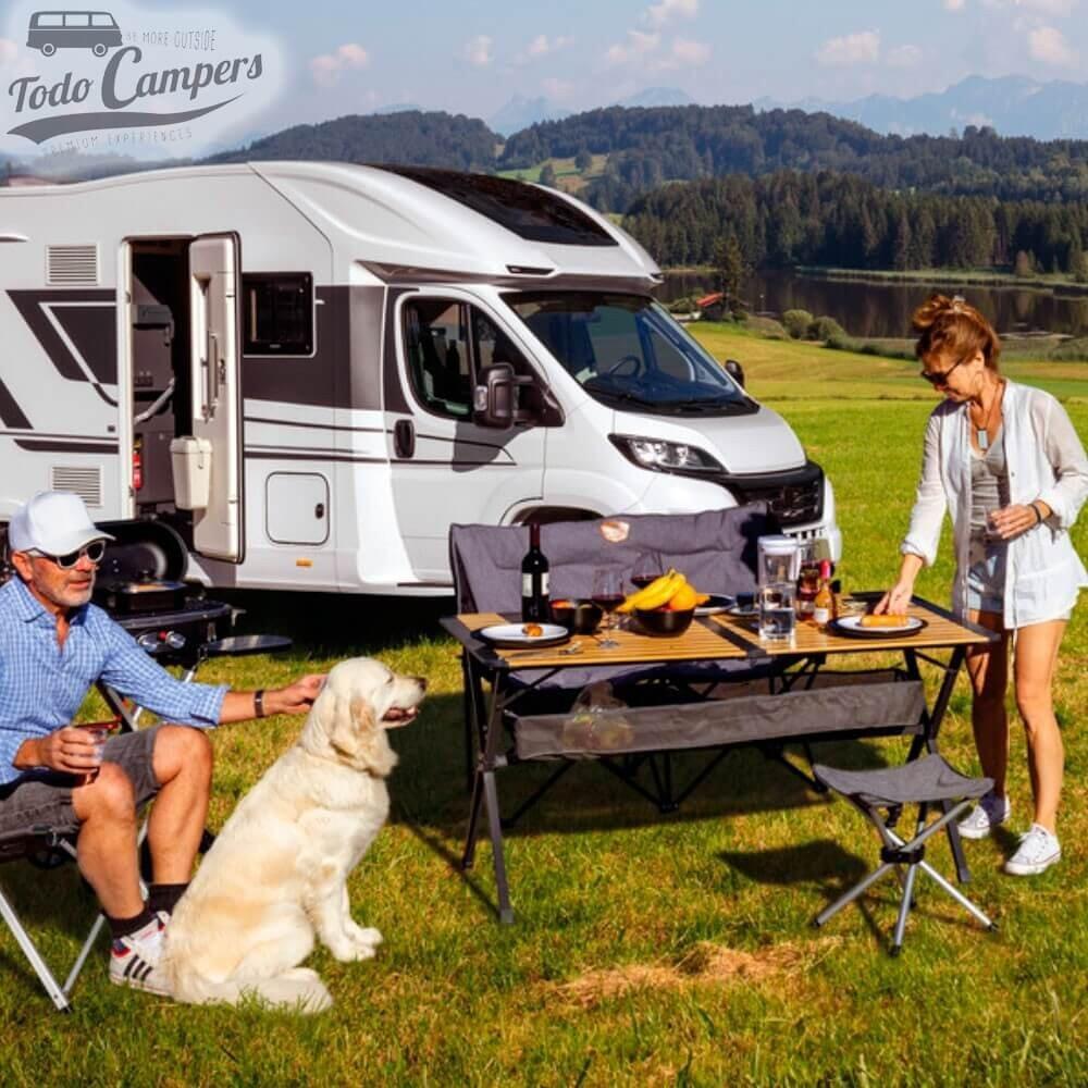 Mesa de camping enrollable de bambú con red Camp4 Mendoza - 140 x 90 7/7