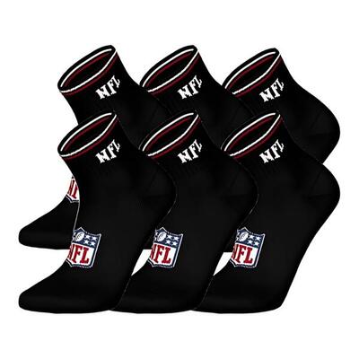 Nfl shield logo 6-pack high-quality cotton quarter socks | 39/42 black