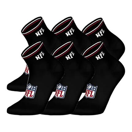 NFL Shield Logo 6-Pack High-Quality Cotton Quarter Socks | 35/38 Black
