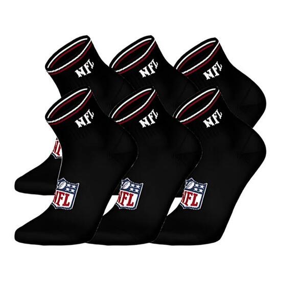 NFL Shield Logo 6-Pack High-Quality Cotton Quarter Socks | 35/38 Black