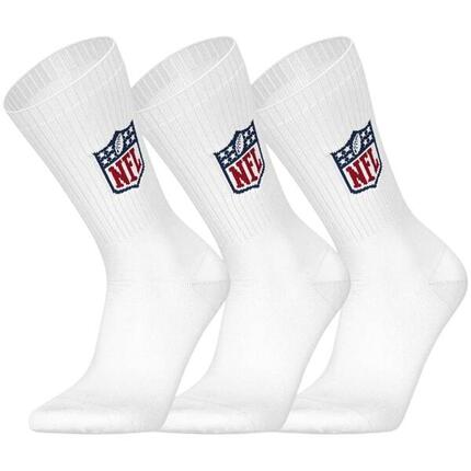 NFL Shield Logo 3-Pack High-Quality Cotton Crew Socks | 35/38 White