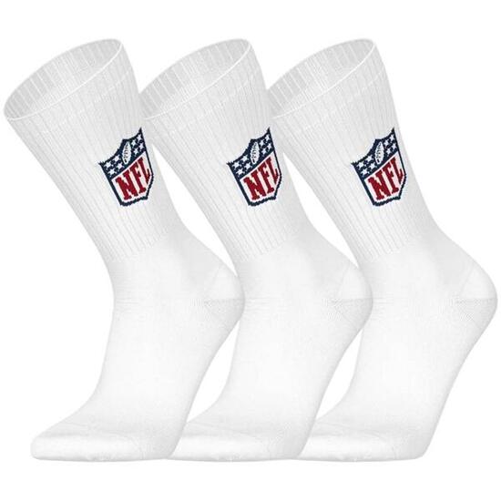 NFL Shield Logo 3-Pack High-Quality Cotton Crew Socks | 35/38 White