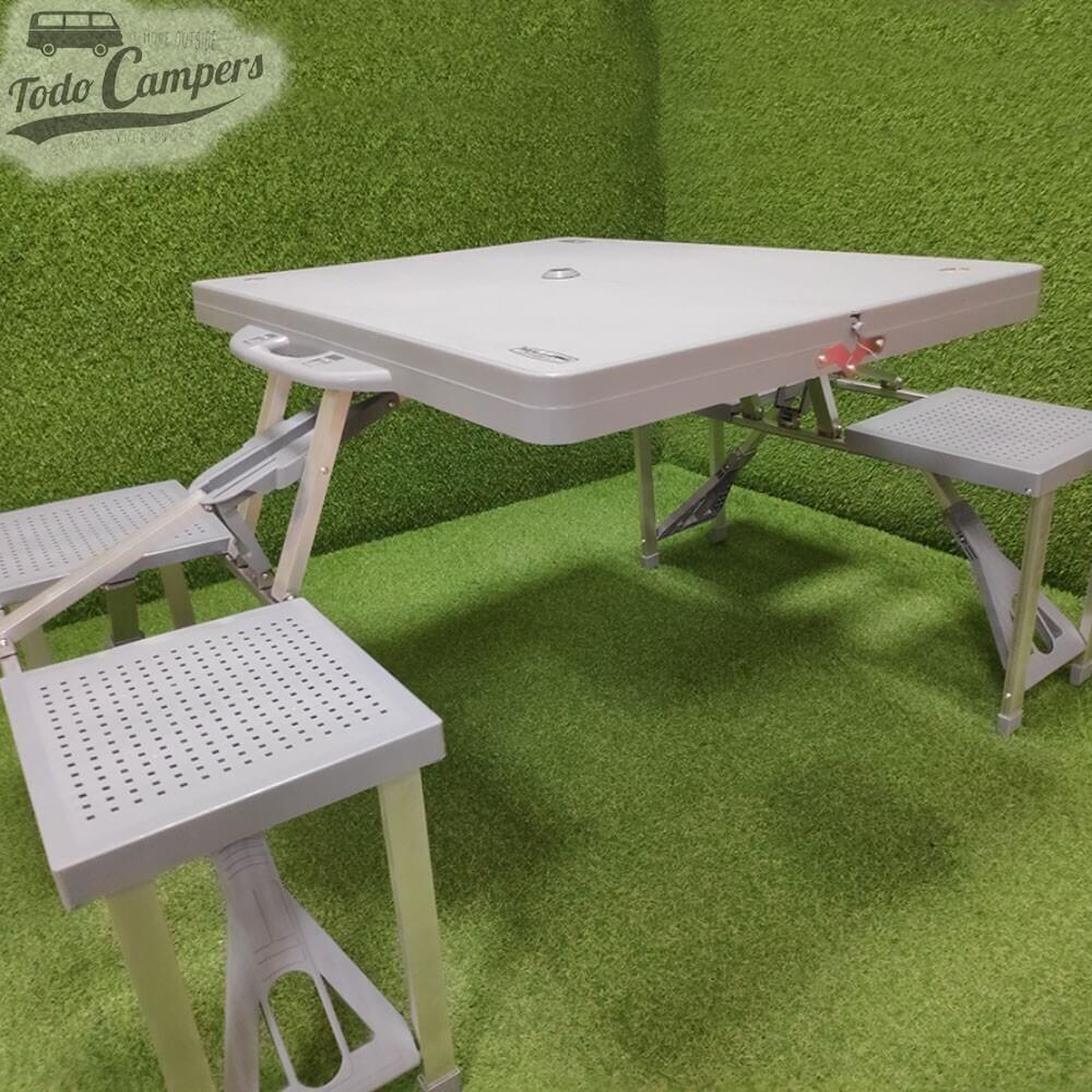 Mesa de picnic gris infantil con 4 asientos fijos - 65 x 85 7/7