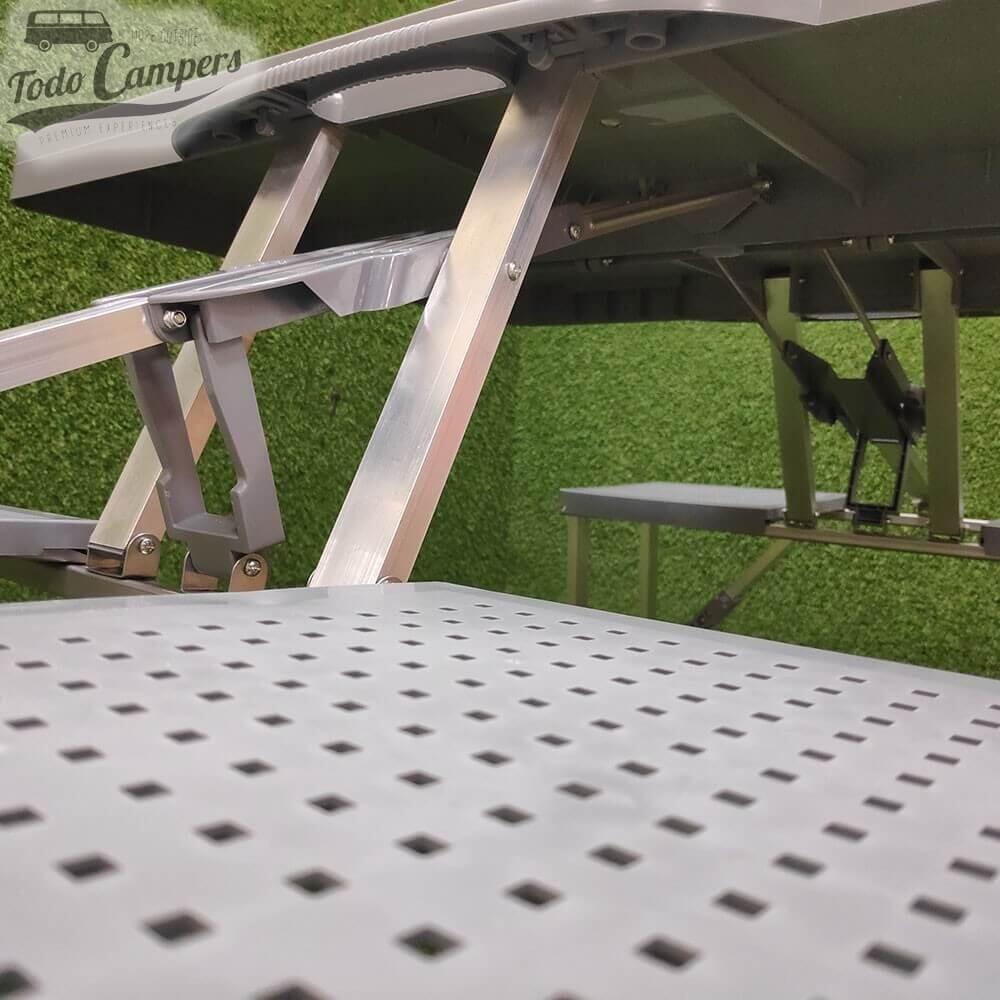 Mesa de picnic gris infantil con 4 asientos fijos - 65 x 85 5/7