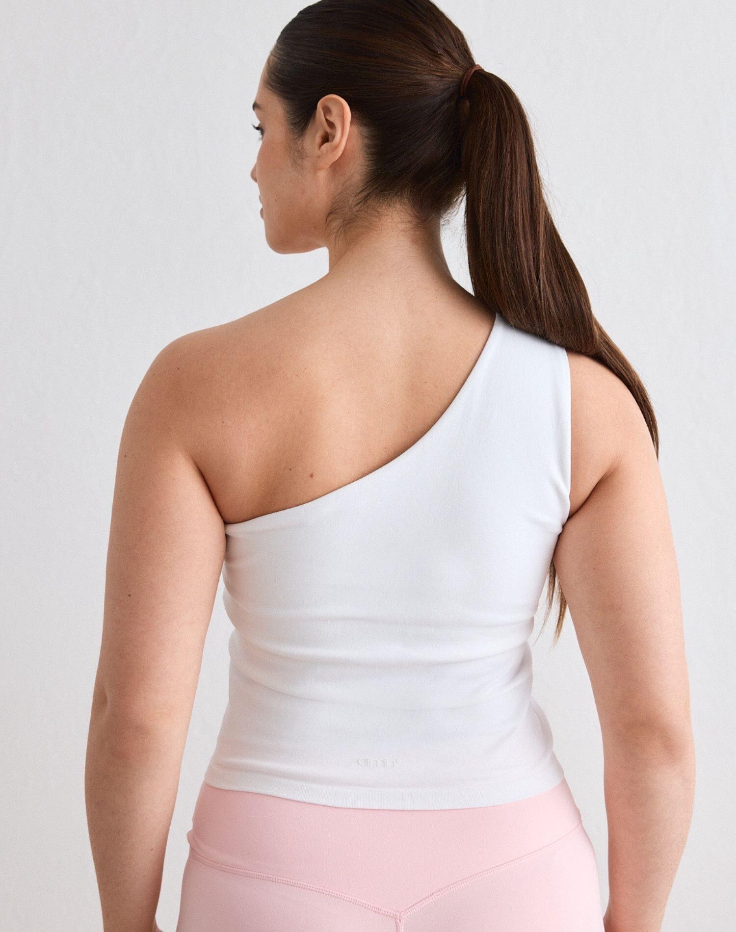 Sujetador Deportivo Mujer Sin Costuras 1 Hombro Sujeción Baja/Media Shape Blanco 2/6