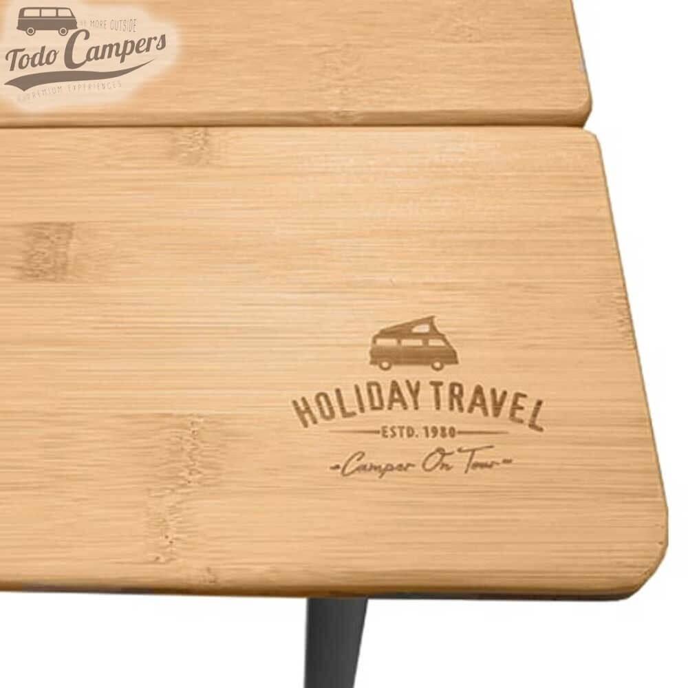 Mesa de camping regulable en altura y plegable Holiday Travel Bamboo - 80 x 60 3/7