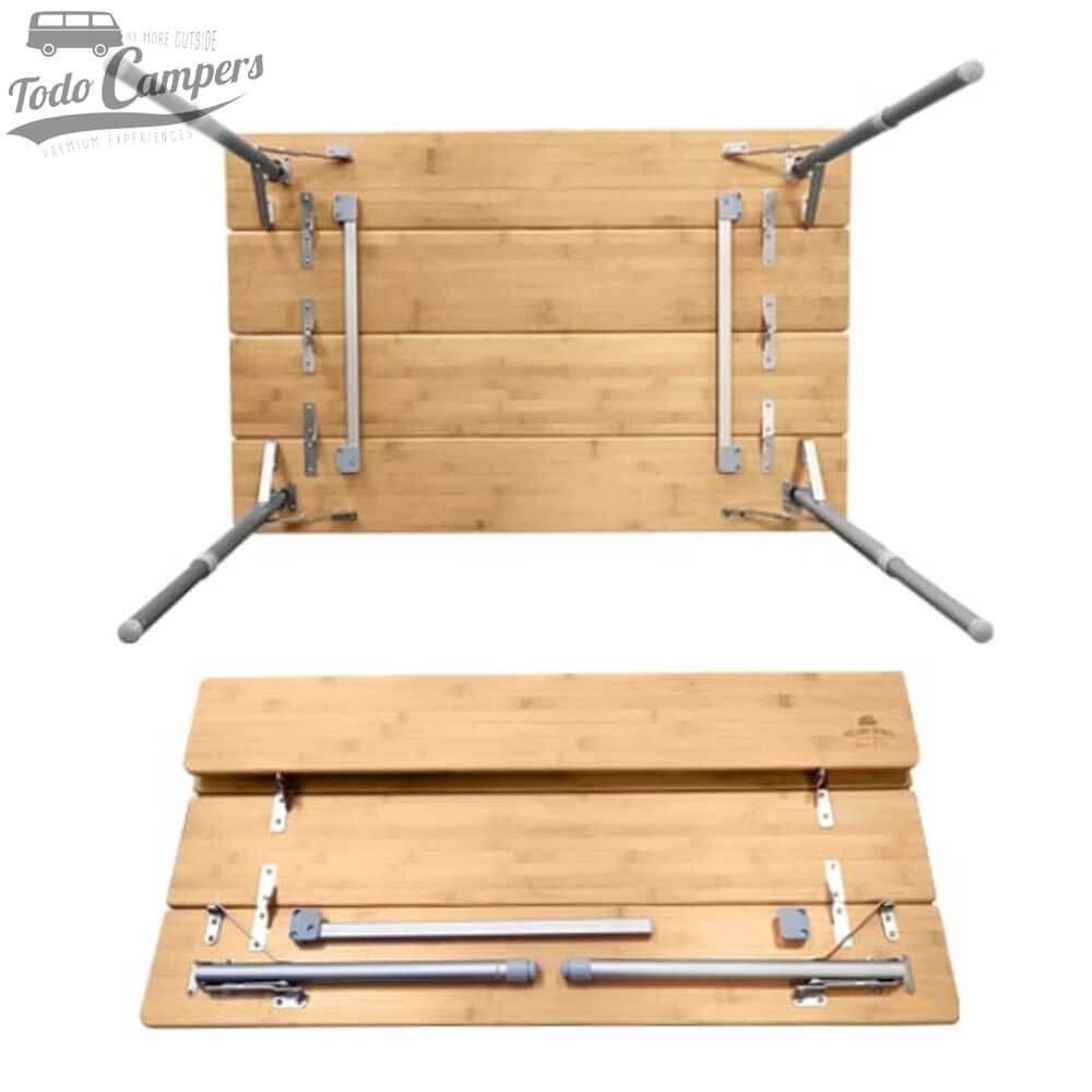 Mesa de camping regulable en altura y plegable Holiday Travel Bamboo - 100 x 65 4/7