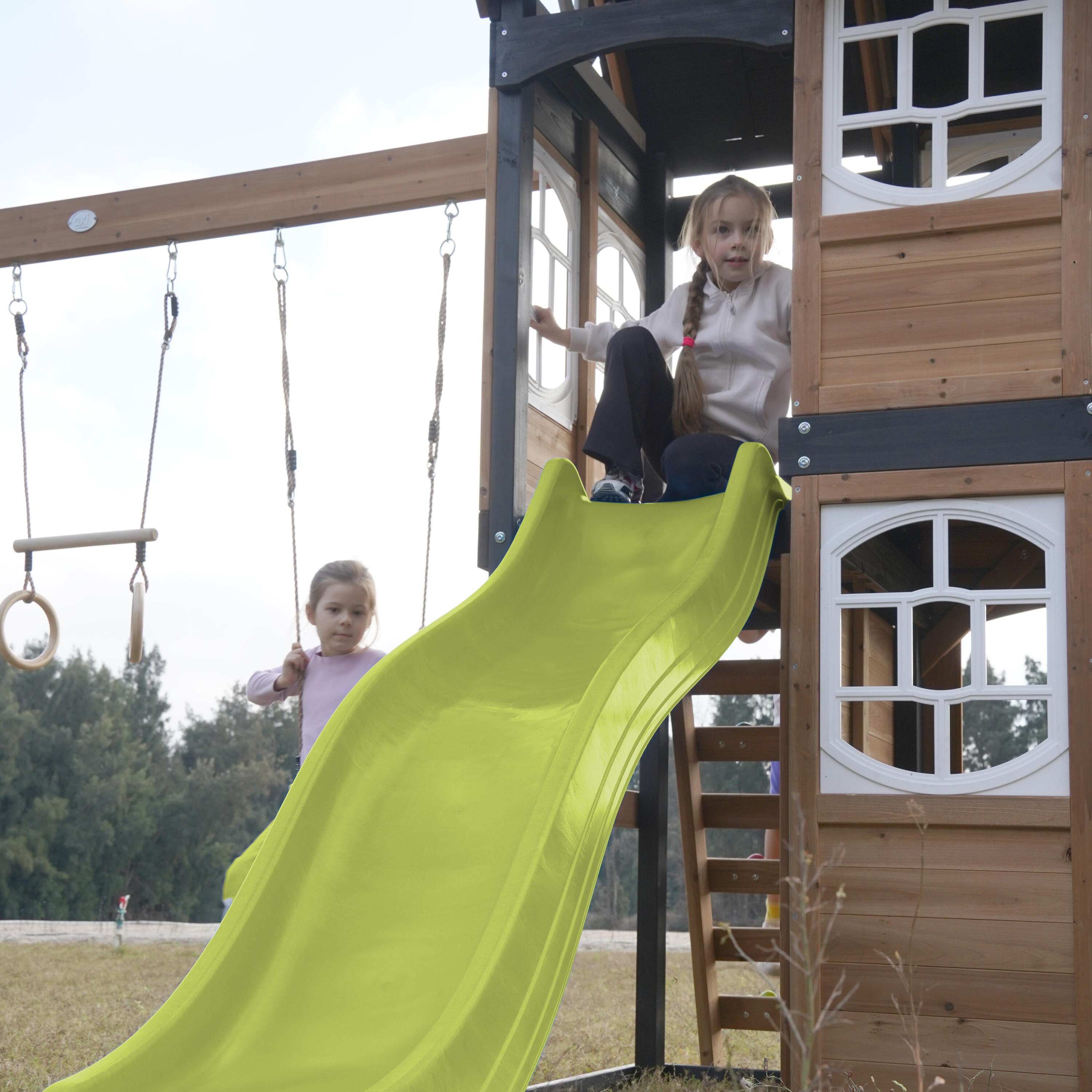 Speeltoestel - AXI Noud - 2 schommels, buisglijbaan - Limoen groen 5/7