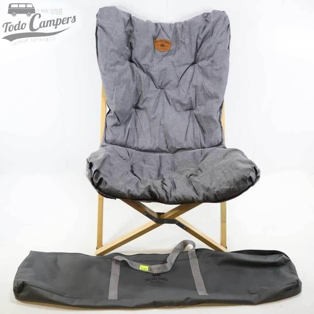 Sillón plegable tapizado Holiday Travel con estructura de bambú 3/7