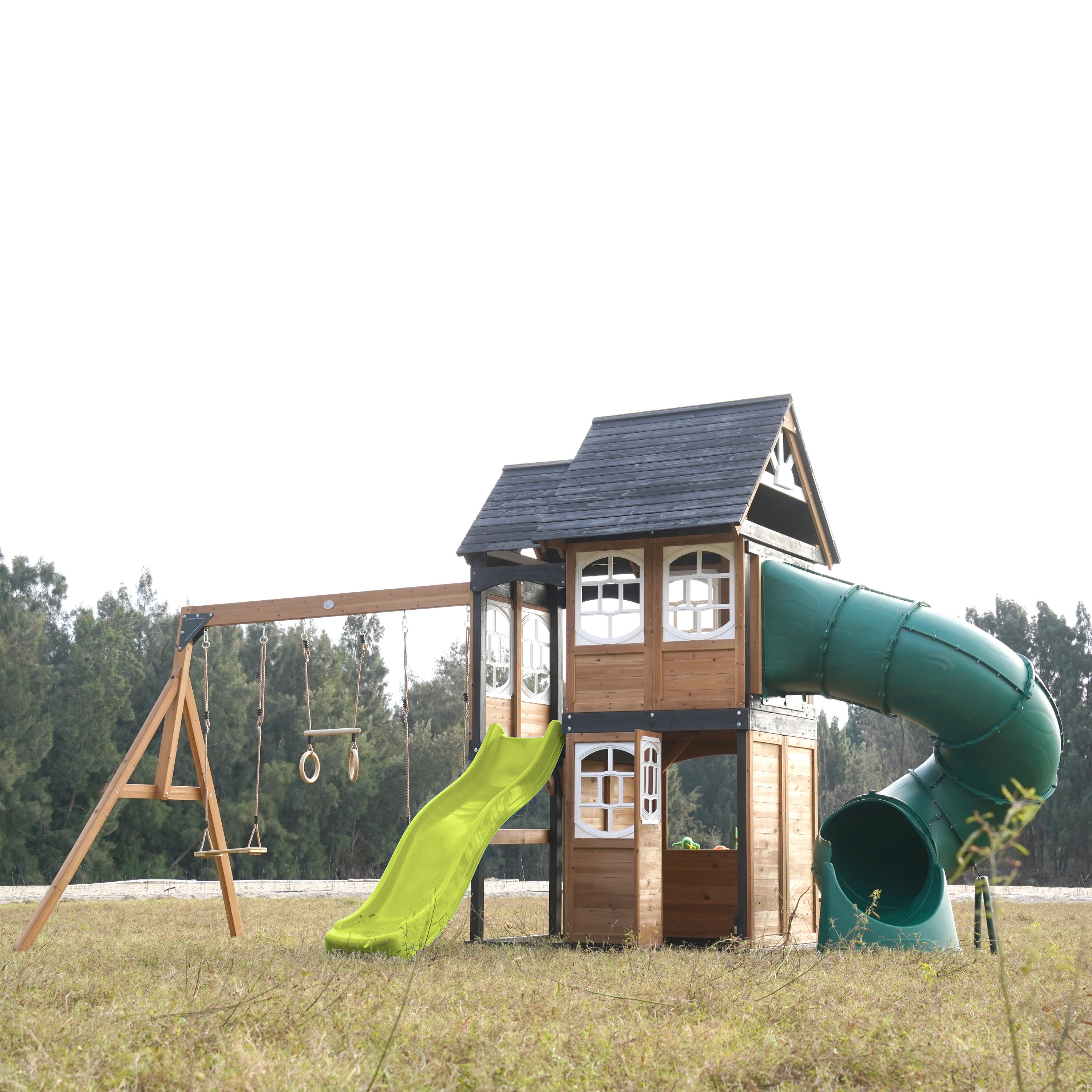 Speeltoestel - AXI Noud - 2 schommels, buisglijbaan - Limoen groen 6/7